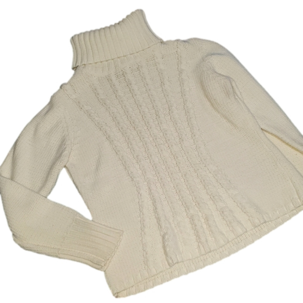 SYDNEY EASTON Cream turtleneck sweater Large